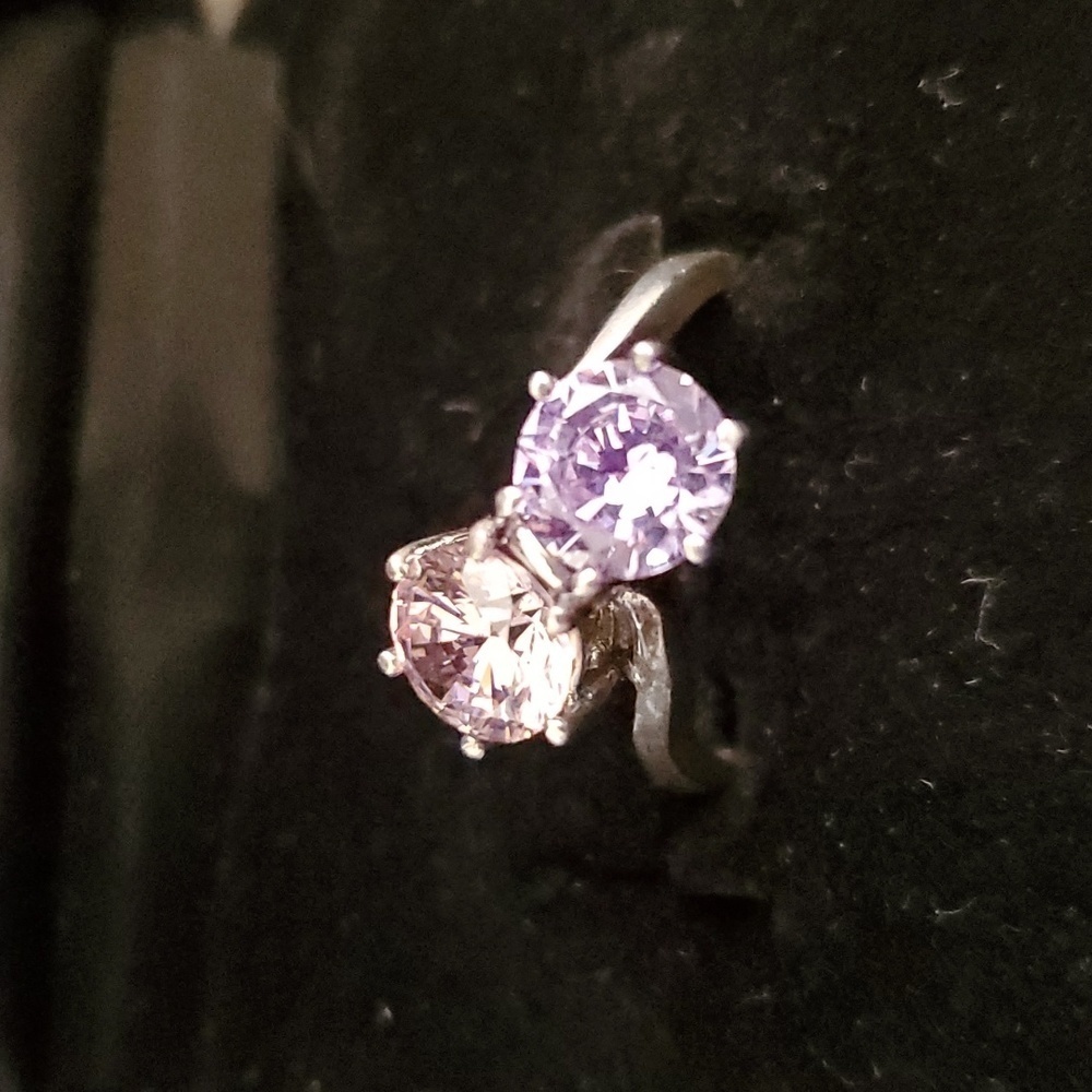 Pink and Purple Stone Sterling Silver Ring